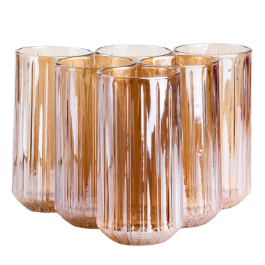 Набір склянок 6 штук по 380 мл скляний коричневий HP525 (LG-2148787608)
