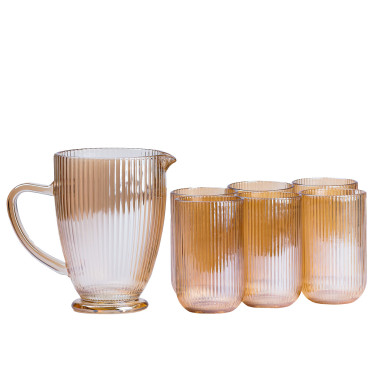 Набір скляний глечик і 6 склянок бурштиновий HP541 (LG-2148787624)