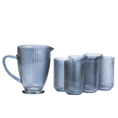 Набір скляний глечик і 6 склянок сірий HP542 (LG-2148787625)