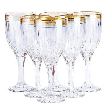 Набір келихів для шампанського 6 штук по 250 мл із золотою облямівкою HP547 (LG-2148787629)