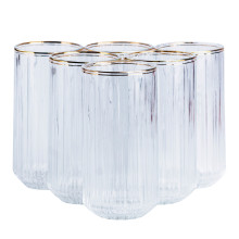 Набір склянок із 6 штук по 380 мл прозорий із золотим обідком HP552 (LG-2148787634) Набір склянок із 6 штук по 380 мл прозорий із золотим обідком HP552 (LG-2148787634)