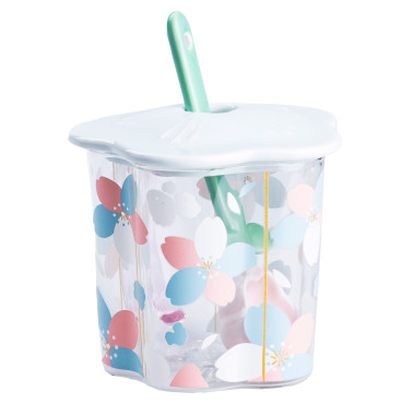 Чашка скляна 500 мл з ложкою та кришкою Блакитний HP7213BL (LG-2148787691)