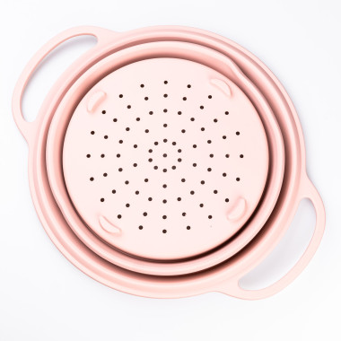 Друшляк силіконовий складаний з ручками 2.6 л Рожевий HP34544P (LG-2183953907)