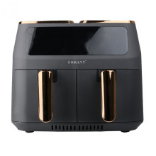 Аерогриль-фрітюрниця SOKANY SK-ZG-8030 на 8 літрів 2 відділення сіра (LG-1897270940)