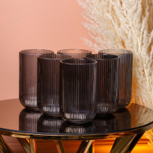 Ребристі склянки набір високих склянок 6 шт 400 мл Сірий (LG-2026398309) Ребристі склянки набір високих склянок 6 шт 400 мл Сірий (LG-2026398309)