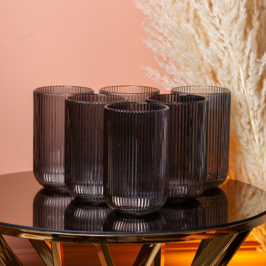 Ребристі склянки набір високих склянок 6 шт 400 мл Сірий (LG-2026398309)