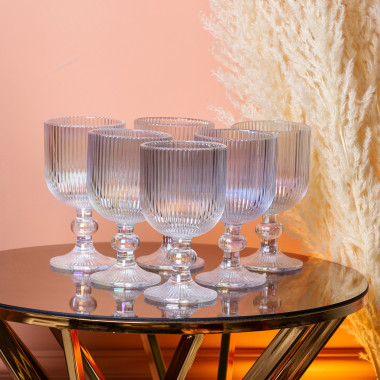 Фужери для вина келих з товстого скла набір келихів для вина 6 штук Rainbow (LG-2026401804)