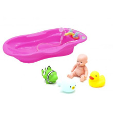Пупс в ванночке Bathe Set, розовый BLS69-1
