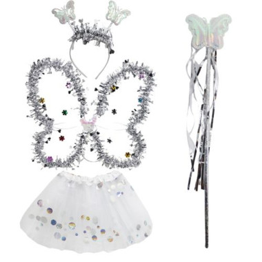 Маскарадный костюм "Бабочка с крыльями", белый (TS-193732)