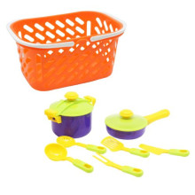 Посуда в корзинке, 7 предметов, оранжевая (TS-195875)