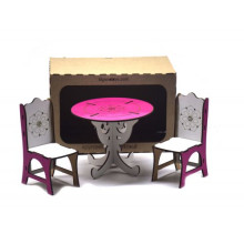 Круглый стол + 2 стула (бело-розовый) Б36р