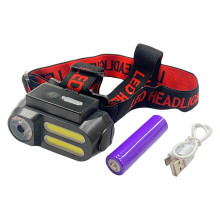 Фонарь налобный BL 1LED x 2COB x Li-Ion