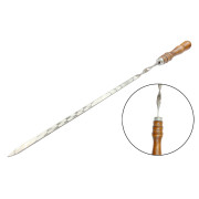 Шампур KS-UKR 615 x 12 х 3мм (кольцо) плоский деревянная лакированная ручка