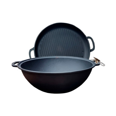 Казан чугунный Мy-dishes 340мм x 8л татарский (9.8кг) с крышкой-сковородою гриль Казан чугунный Мy-dishes 340мм x 8л татарский (9.8кг) с крышкой-сковородою гриль