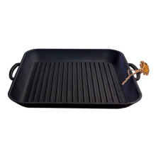 Сковорода чугунная 35*35*4см квадратная (гриль)