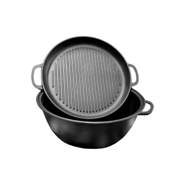 Казан чугунный Мy-dishes 400мм x 18л татарский (14.4кг) с крышкой-сковородою гриль