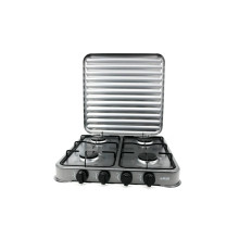 Плита газовая настольная на 4 конфорки 480х480х60мм с крышкой эмаль GRAY Плита газовая настольная на 4 конфорки 480х480х60мм с крышкой эмаль GRAY