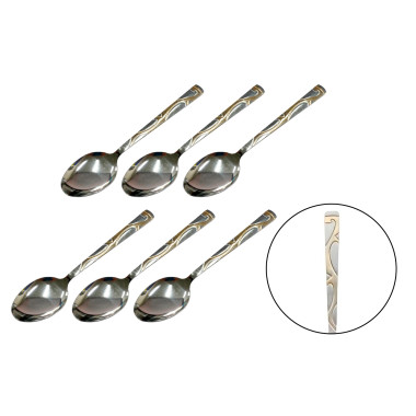 Набор серебристых столовых ложек с узором 