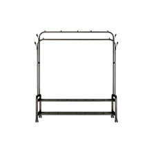 Стойка-вешалка металлическая двойная черная на колесах (68кг) 1500х1100х570см