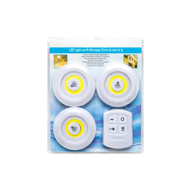 Набор из 3-х светильников с пультом дистанционного управления 2AAA 90х90х20мм