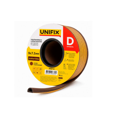 Уплотнитель резиновый Unifix D 9 x 7.5мм x 100м коричневый
