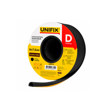 Уплотнитель резиновый Unifix D 9 x 7.5мм x 100м черный