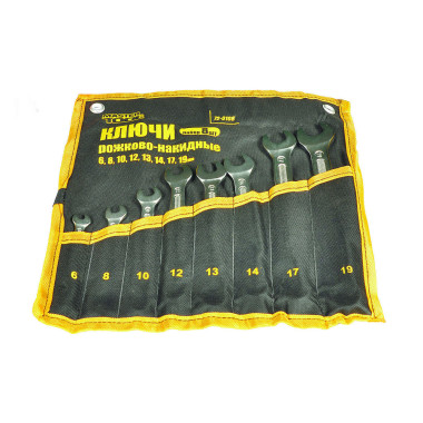 Набор рожково-накидных ключей Mastertool - 8 шт. (6-19 мм) холоднокатанный (72-0108)